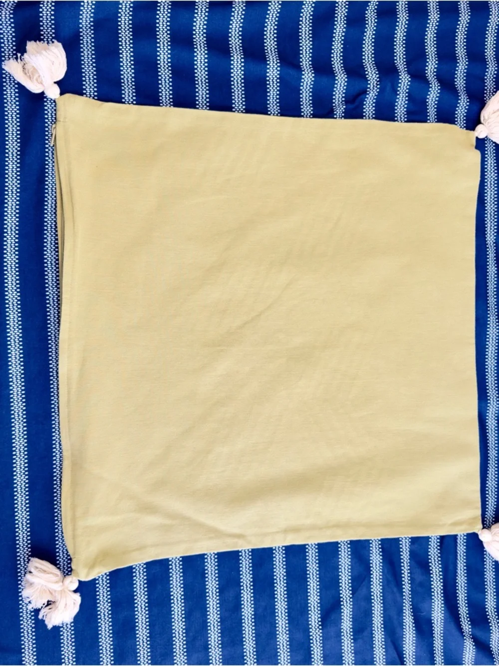 IKEA Green with Tassle and Embroidered Pattern Cushion Cover Set